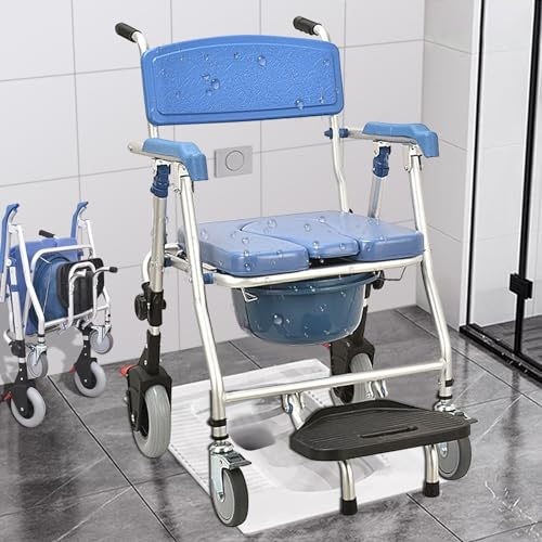 VFDZ Toilettenstuhl für Senioren mit Rollen, Toilettenstuhl Klappbar, 150kg