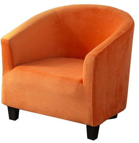 Meigeh Sesselbezug Samt Stretch Sesselschoner Sesselhusse Sesselüberwurf für Tullsta Cocktailsessel Schonbezüge Orange