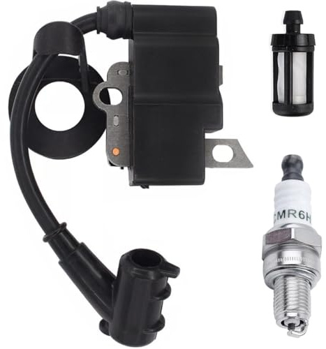 ZAMDOE Tändspole 1139 400 1307 kompatibel med Stihl MS171 MS181 MS181C MS211 MS211C motorsåg, ersätter 1139-400–1307, med bränslefilter för tändstift