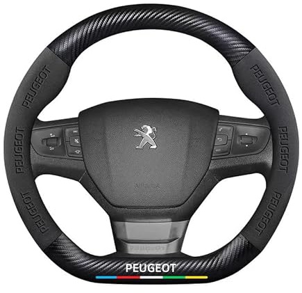 ERMEBE Coche Funda Volante para Peugeot 308 2013-2017, Cubierta de Volante Antideslizante Transpirable Cubre de PU Cuero Protector Volante Coche Accesorios,Black-D
