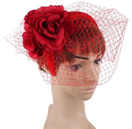 CAZSTYK Vintage Fascinator Stirnband Exquisite Rose für Party Hochzeit Kostüm Pillbox Hut Dame Kopfbedeckung für Beerdigung/Hochzeit