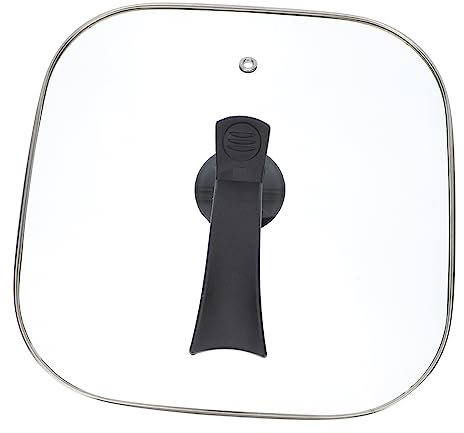PRETYZOOM Tapa De Olla Eléctrica Cuadrada 30 Cm De Vidrio Templado Borde De Acero Inoxidable, Orificio De Ventilación y Mango Seguro De Plástico Para Cocina Multifuncional En Hogar