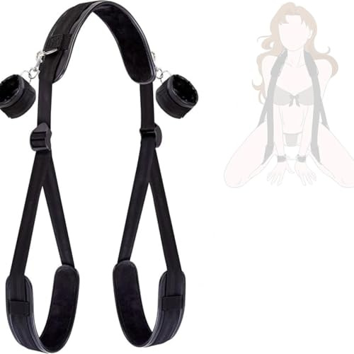 1 set di corde da polso regolabili nere in pelle per le cosce per la sospensione dello sport yoga