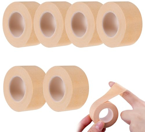 Leikedun 6 Rolls Self Adhesive Wrap Tape Breathable Bandage Tape 2.5cm x 5m | Skin Elastoplast Muscle Support Tape, Elastic Tape for Wound Dressing Securing Catheters,Skin-friendly Easy to apply & remove