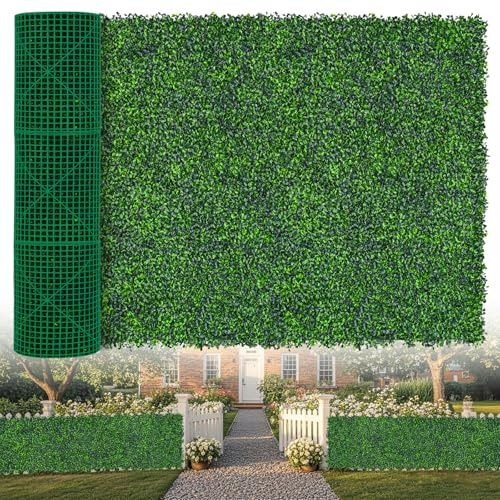 Artificial Boxwood Roll,48 X 140 in(47 sqft) UV-Anti Faux Ivy Grass Wall Backdrop for Balcony Privacy, Fake Grennery Wall Decor for Garden, Patio, Backyard