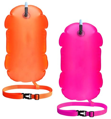 2 Stück Schwimmboje,Schwimmwagen,wasserdichte Schwimmkissen,Aufblasbare Schwimmen Sicherheit Boje,Swim Bubble,für Open Water Erwachsene Triathlon Sport Schnorcheln Ausbildung Zubehör,Gut Sichtbarer