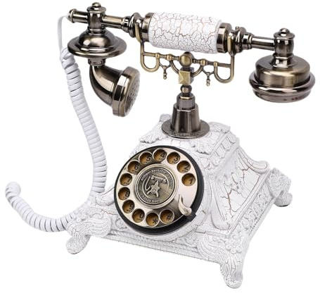Gugxiom Telefono di Rete Fissa Vintage retrò, Telefono per gli Ospiti Audio da 32 GB, Telefono con Quadrante Vecchio Stile con Registrazione dei Messaggi Vocali per Matrimoni e Ricordi (WHITE)