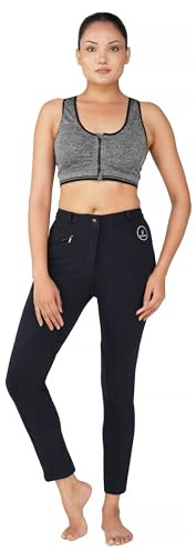 VAIBHAVI Horse Riding Ladies Soft Stretchy Jodhpurs JODS with Zip Pocket Ladies Knee Patch Equestrian Pants Full Seat 4 Way Stretch Jodhpurs Pant (Size 24-36,Navy)