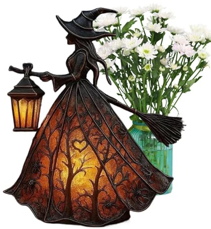 Nbbwwu Halloween Hexe Deko, Fensterschmuck, Magische Hexen Deko Beleuchtung Für Küche, Schlafzimmer, Fenster, Garten, Tischdekoration, Wohnzimmer