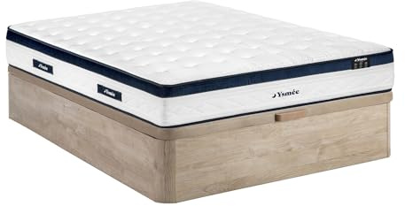 Vente-unique - Set 140 x 190 cm, letto a molle, colore le, chiaro + materasso a molle insacchettate, 5 zone, imbottitura rinfrescante, spessore 28 cm – Korovou
