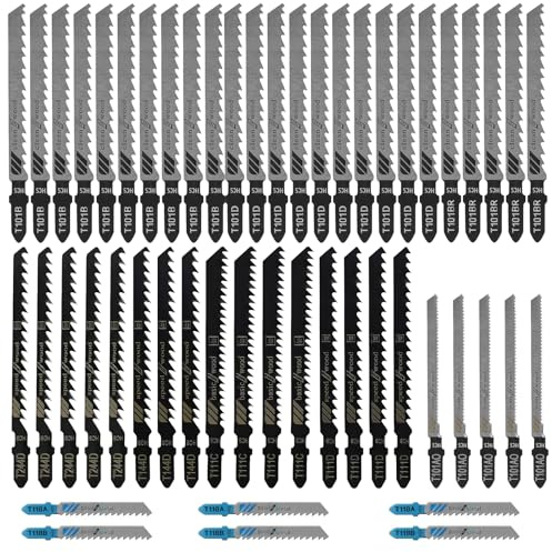 KAIYAYA Set da 52 Lame per Seghetto Alternativo Multimateriale, 10 Modelli con Custodia, Compatibile Sistemi a T - Per Legno, Plastica e Metalli