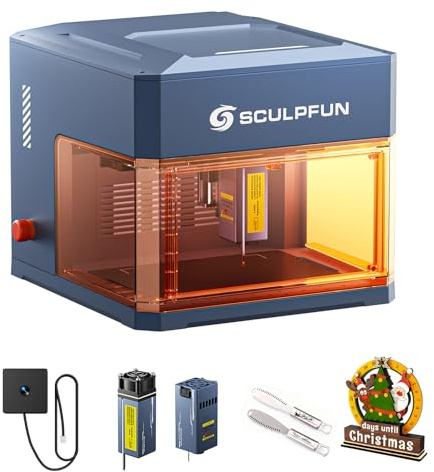 SCULPFUN iCube Ultra: 12W Diodenlaser + 1,2W Infrarotlaser, Dual Laser Modul Gravierern, mit iCAM Kamera 5 MP, Tragbaren Laser Graviermaschine für Geschenke, Feiertage, Heimwerkerarbeiten