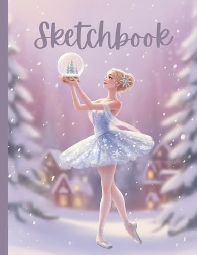 Christmas Nutcracker Ballet Unlined Notebook with Numbered Pages: Elegant Clara Ballerina Holiday Sketchbook 8.5 x 11 inches