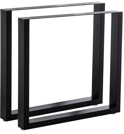 Thanaddo 2er Set Tischbeine Metall, Schwarze Tischkufen aus Vierkantprofil, 80x40 mm stabile Tischgestell für DIY-Schreibtisch Esstisch Couchtisch Bänke, Möbelfüße inkl. Bodenschoner (80x72cm)