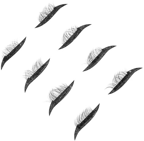 BELLIFFY Delineador de Ojos Pegatinas para Pestañas de Plástico 4 Pares de Calcomanías Negras Purpurina Fáciles de Usar Vida Diaria