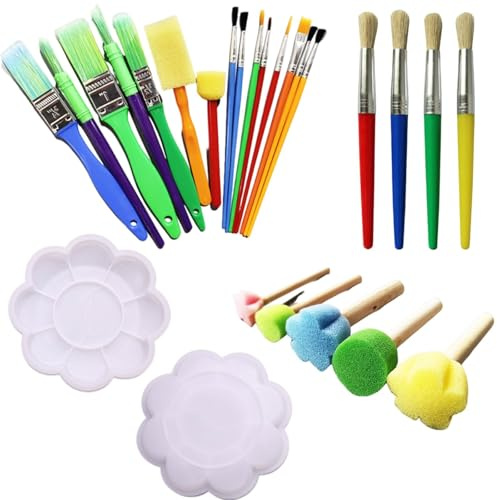 26Pcs Paint Brushes set, Colorful Paint Brush Set in Various Sizes, DIY Paint Sets for everyone
