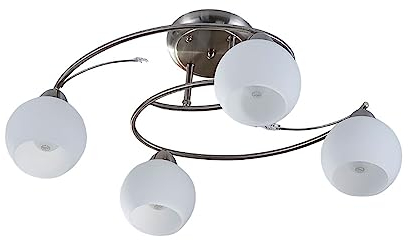 Ceiling Light 'Svean' dimmable (Modern) in Silver Made of Glass for e.g. Living Room & Dining Room (4 Light Sources, E14) from Lindby | Ceiling lamp, lamp