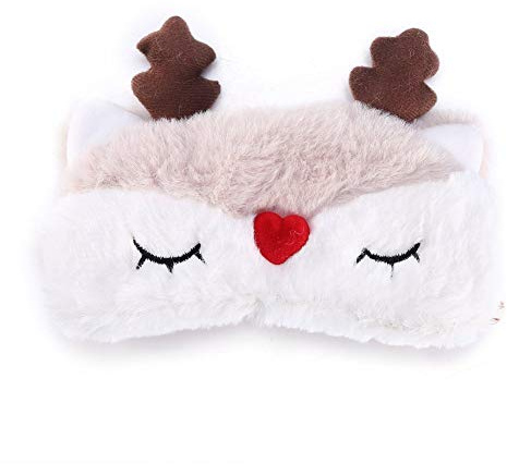 Schlafmaske, 5 Farben, Schlafmaske, niedlich, glatt, für die Augen, Weihnachten, Hirsch, für Haus und Reise (Renn)