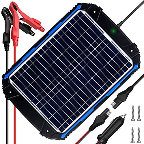 SUNER Power 18 W 12 V Solar-Autobatterie-Ladegerät & Wartung, wasserdichtes Solar-Erhaltungsladegerät, integrierter intelligenter MPPT-Controller, Anhänger, Boot