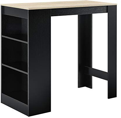 Barbord Köksbord Matbord med 3 Hyllor 110 x 50 x 103 cm Ekfärgad Svart
