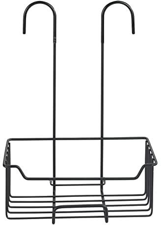 WENKO Etagère de douche Milo, Panier Douche à Suspendre, suspension sans perçage, Acier Inoxydable, P14xL25xH36, Noir