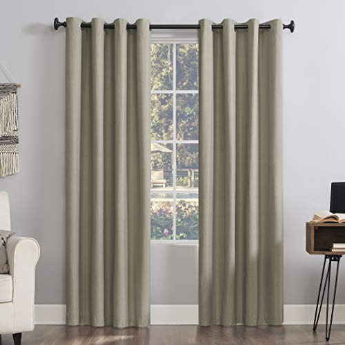 Sun Zero Columbia 2-Pack Thermal Energy Saving 100% Blackout Grommet Curtain Panel Pair, 50 x 84, Stone