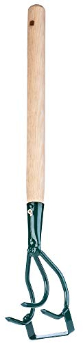 KADAX Grubber con 3 denti, zappa per erbacce, piccolo artiglio con manico, accessorio da giardino in metallo, zappa da giardino per allentare il terreno, coltivatore (con manico in legno)