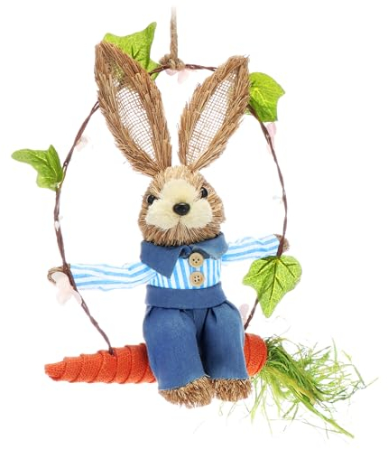 COM-FOUR® Deko-Anhänger Ostern, Weidenring mit Osterhase und Karotte