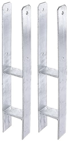 Alberts 214968 H-Pfostenträger | feuerverzinkt | lichte Breite 91 mm | Gesamthöhe 600 mm | Materialstärke 5 mm | 2er Set