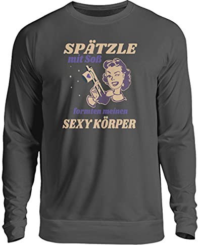 Spätzle avec sauce – Proverbes souabes – Cadeaux de souabe – Pull unisexe, Gris, XL