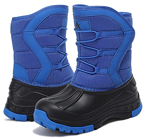 Yeerovan Boys Girls Snow Boots Cold Weather Shoes Winter Boot Waterproof Slip Resistant (T5 Blue 33)