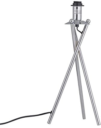 firstchoicelighting Polished Chrome Tripod Table Lamp or Bedside Light Base, Modern Design, Height 40cm, Base Only, LED Compatible