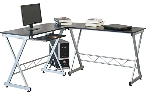 KIZQYN Laptop-Tisch Computertisch L-förmiger Holzer Desktop Pc. Schreibtisch mit Keyboard-Tray-Ecktisch-Laptop-Workstation-Schreibtisch-Platz sparen, Arbeitstisch für das Heimbüro