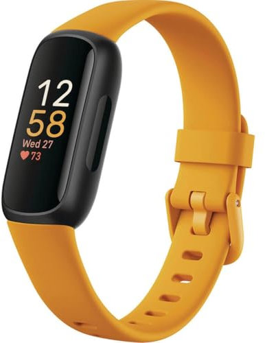 Fitbit Inspire 3 Health & Fitness Tracker with Stress Management, Workout Intensity, Sleep Tracking, 24/7 Heart Rate and more, Morning Glow/Black, One Size (S & L Bands Included)