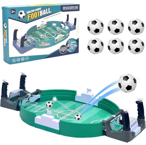 xinrongda Interaktives Tischfußballspiel mit 6 Fußbälle, Mini Tischkicker Desktop Spielzeug Tisch Fußball Kit, Fußball Geschenke für Jungs, Interaktive Brettspiele für Kinder Erwachsene