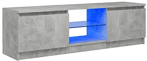 Natulvd Modern TV Stand for up to 55 Inch TVs with LED Lights, RGB Gaming Entertainment Center Media Console with Glass Shelves & Cabinets Television Stands for Living Room - Rustic