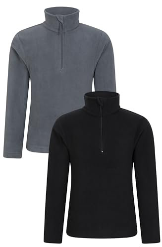 Mountain Warehouse Camber Kids Fleece - Multipack Girls & Boys Sweater, Microfleece, Lightweight, Quick Dry - Best for Camping, Outdoors, Travelling & Hiking Black (Multipack 01) Kids Size 7-8 Years