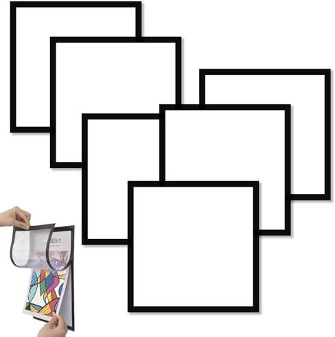 TECKI 6 Stuck Wechselrahmen Bilderrahmen Magnet, Magnetischer Stundenplan Diamond Painting Poster, Magnetrahmen für Die Dekoration zu Hause, Buro und Schule (Black, 25 * 25cm)
