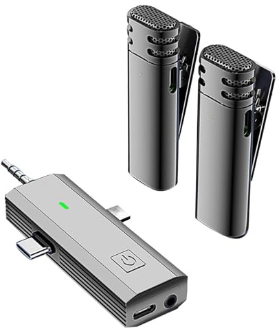 TECKEEN Micro cravate sans fil 3 en 1 pour appareil photo/iPhone/téléphone Android, microphone à revers Plug-Play pour enregistrement vidéo, entretien