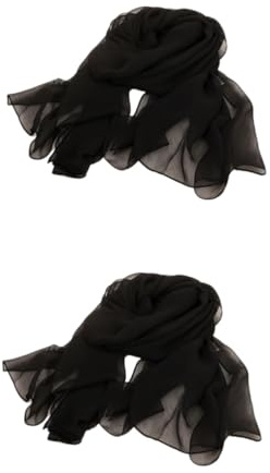 SHERCHPRY mesh dansande kroppshalsduk kvinnor sommar näthalsduk kvinnor sjalar silke halsduk dam scarf gasväv scarf, Svart st, 160x50cmx2pcs