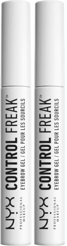 NYX Professional Makeup Fijador de cejas Control Freak, Gel fijador transparente, Cejas definidas y bajo control, No pegajoso y sin residuos, 9 ml (Paquete de 2)