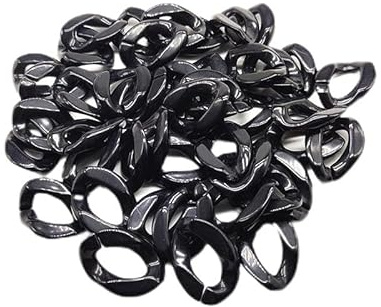 100Pcs Acrylic Plastic Linking Rings 20x28mm Twist Chain Beads Quick Link Connectors for DIY Necklace Phone Bag Chain Jewelry Making Decorative Accessories - Black