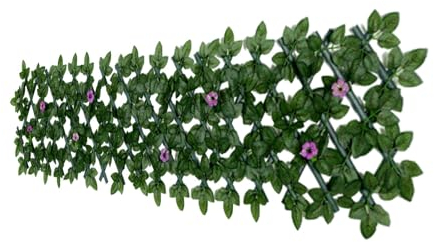 Brise-vue en lierre artificiel | Clôture télescopique – Décoration murale, brise-vue vert – Panneaux de clôture synthétique avec fleurs pour balcon, terrasse