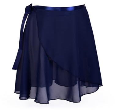 ETRYOX Ballet Dance Wrap Skirt for Women and Girls - Chiffon Mini Short Skirt - Dark Blue, L (Height 120-160cm)