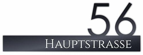 Premium Acrylglas Hausnummer | individuell anpassbar | Aluverbund silber gebürstet und Acrylglas Anthrazit Matt RAL 7016 | 3D Effekt | Wetterfest - H1013