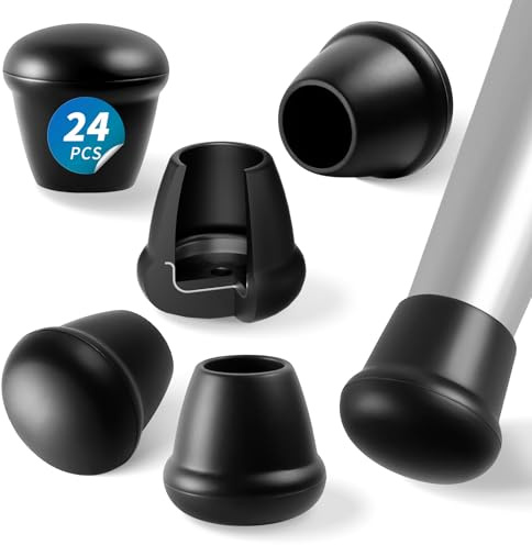 24-Piece Silicone Chair Leg Caps, Furniture Floor Protectors for Hardwood Floors, Noise-Reducing Rubber Covers (Fits 16-19mm Legs) - Scratch Prevention & Floor Protection