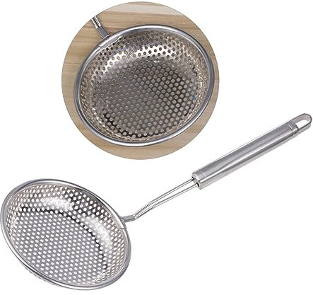 LABRIMP Edelstahl Siebschaufel Für Heiße Töpfe Schlitzlöffel Servierkelle Küchenutensil Mit Hochdichter Filteröffnung Hitzebeständiger Griff Für Pommes Gemüse Fleisch Wan Geeignet Für Zuha