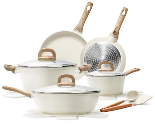14 Pcs Pots and Pans Set, Nonstick Cookware Sets, Granite Induction Cookware Non Stick Cooking Set with Frying Pans, Saucepans, Saute Pan, Extra Large Casserole, PFAS PTFE PFOA PFOS Free
