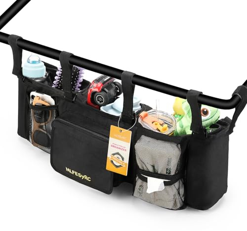 MLFEsyRC Double Stroller Organizer for Bob Duallie and Baby Jogger City Mini GT2, Double Baby Stroller Accessories with 2 Cooler Pockets, Parent Console Double Jogging Stroller Organizer(Empty Bag)