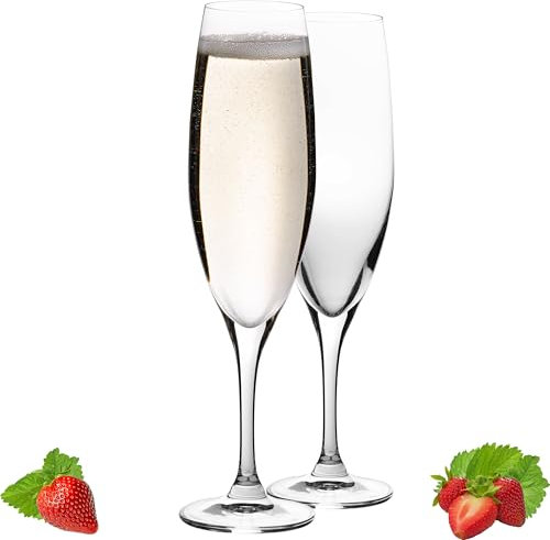 PLATINUX Champagnergläser 180ml (max. 215ml) Sektgläser aus Crystalline Glas Sektkelche Set 6-Teilig Spülmaschinenfest